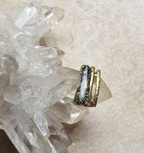 Load image into Gallery viewer, RING - Brass  Ring with Kyanite and Pyrite stones - R-1145