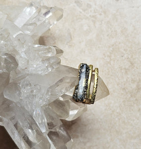 RING - Brass  Ring with Kyanite and Pyrite stones - R-1145