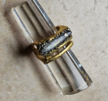 Load image into Gallery viewer, RING - Brass  Ring with Kyanite and Pyrite stones - R-1145