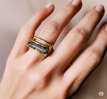 Load image into Gallery viewer, RING - Brass  Ring with Kyanite and Pyrite stones - R-1145