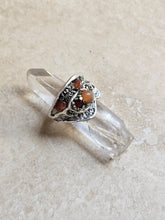 Load image into Gallery viewer, RING - Silver textured ring with Brown Agate and pyrite stones - R-1150
