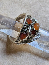 Load image into Gallery viewer, RING - Silver textured ring with Brown Agate and pyrite stones - R-1150