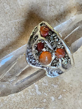 Load image into Gallery viewer, RING - Silver textured ring with Brown Agate and pyrite stones - R-1150