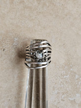 Load image into Gallery viewer, RING - Silver uneven ring with Tiny Pearl and Pyrite ring - R-1152