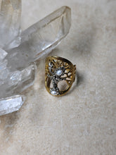 Load image into Gallery viewer, RING - Brass oval tree ring with pearl - R-1154