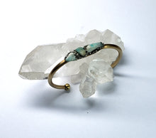 Load image into Gallery viewer, BRACELET - Brass cuff with Amazonite stones  -    BR-120 Amazonite