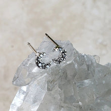 Load image into Gallery viewer, STUD - Tiny Crescent moon with Cubic Zirconia       E-103 CZ