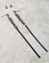 Load image into Gallery viewer, EARRING - Silver plated one strap dangle earring with Chrysocolla stones  -  EAR-124 Chrysocolla