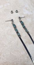 Load image into Gallery viewer, EARRING - Silver plated one strap dangle earring with Chrysocolla stones  -  EAR-124 Chrysocolla