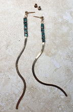 Load image into Gallery viewer, EARRING - Gold Plated one strap dangle earring with Amazonite Stones -  EAR-129 Amazonite