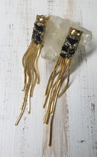 Load image into Gallery viewer, EARRING - Gold Plated fringe earring with Onyx stones - EAR-168 Onyx