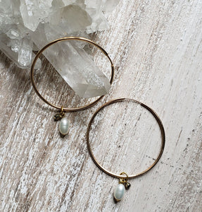 EARRING - HOOP - EAR-262 -  Gold Filled with Fresh Pearl
