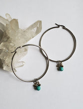Load image into Gallery viewer, EARRING - HOOP - EAR-358 - Silver with turquoise beads