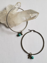 Load image into Gallery viewer, EARRING - HOOP - EAR-358 - Silver with turquoise beads