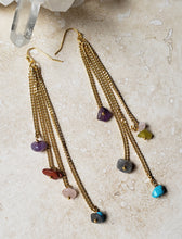 Load image into Gallery viewer, EARRING - Gold Plated dangle chain earring with stones  - EAR-451