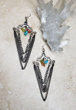 Load image into Gallery viewer, EARRING - Silver chains dangling  earring with chip stones - EAR-453