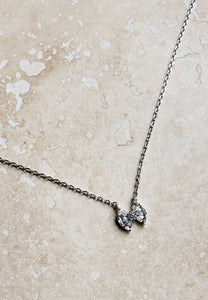 TINY Necklace - Silver Plated Bow short necklace - NC812