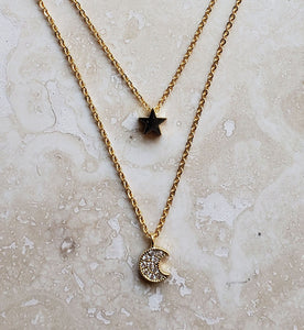 TINY Necklace - Gold Plated double layer necklace - NC-820 Gold