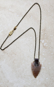NECKLACE - NEC-1503  Brown Agate Arrowhead necklace