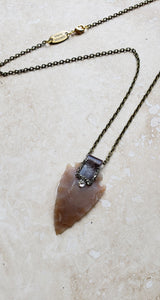 NECKLACE - NEC-1503  Brown Agate Arrowhead necklace