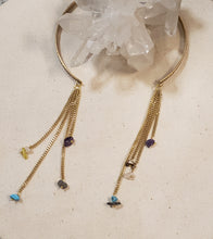 Load image into Gallery viewer, NECKLACE - Brass Choker with dangle chain and stones - NEC- 1543