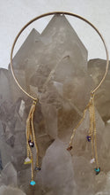Load image into Gallery viewer, NECKLACE - Brass Choker with dangle chain and stones - NEC- 1543