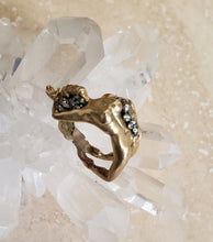 Load image into Gallery viewer, RING - Brass Woman  texturized ring with Pyrite stones  -  R-1037