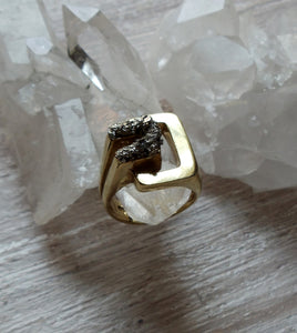 RING -  Brass ring with Pyrite stones  - R-1084
